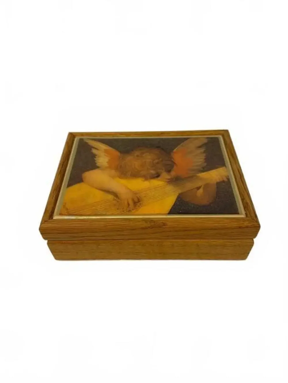 Vintage Italian Florentine Gold Leaf Cherub Wood Trinket Box